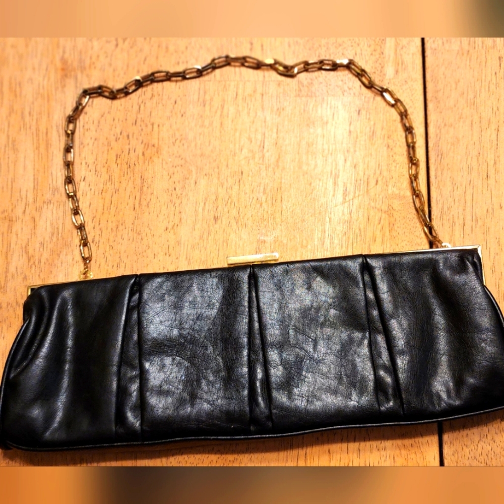 Art Deco Leather Baguette Clutch